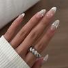 Ins Gentle Pink Gradient Wearable False Nails French Pearl Shell Relief Cross-Border Nail Stickers