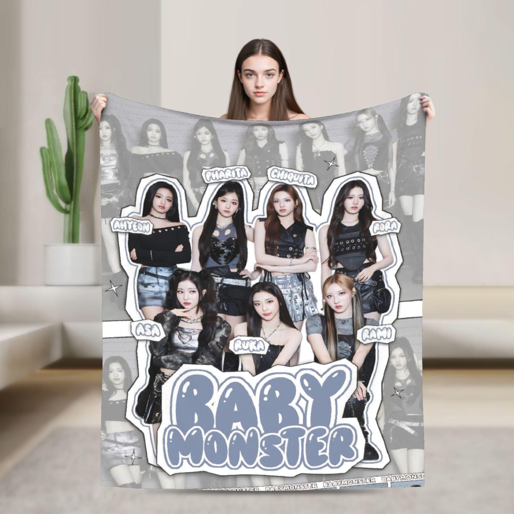 Kpop Babymonsters Group Blanket Flannel Spring/Autumn  Portable Warm Throw Blankets for Home Office Quilt 100x150cm