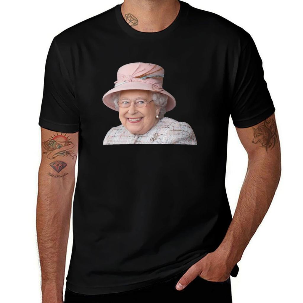 Queen Elizabeth T-shirt T Shirts For Man Graphic Vintage Cotton T Shirts Man 100% T-shirt