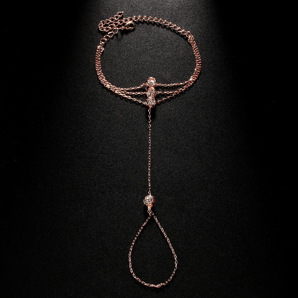 ZAKOL Fashion Women's Gold Color Hand Chain Bracelets With Crystal Exquisite Finger Bracelet Wedding Zircon