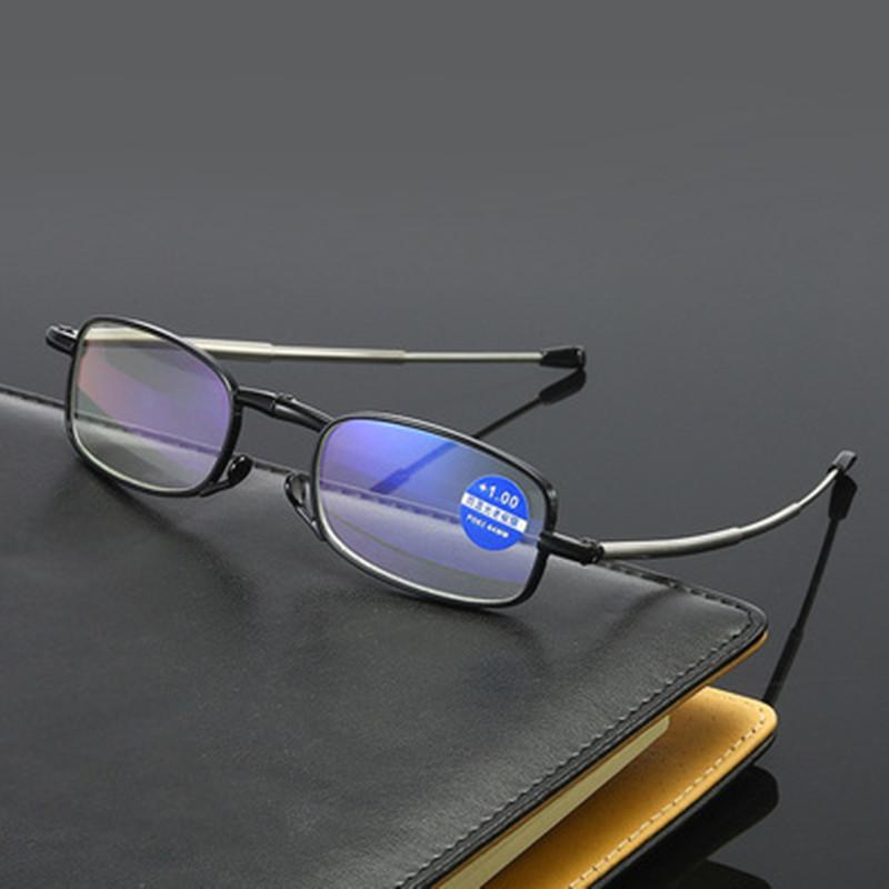 Faltbare Lesebrille Schwarzer Metallrahmen Teleskopisch Drehbar Presbyopie Brille Mit Etui +1.0 +1.5 +2.0