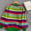 Autumn Winter Women O-neck Luxury Embroidery Tiger Striped Designer Runway Knitted Sweater Christmas Pullover Tops