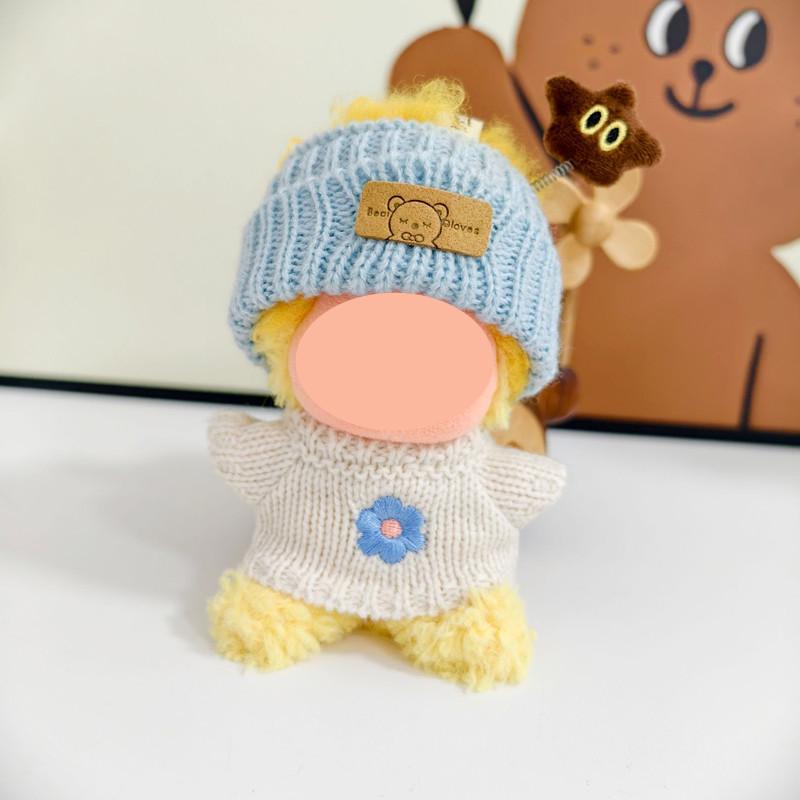 [Cloth Only] Cotton/Polyester Bear Logo Hat & Heart-Shaped Sweater 15cm Doll Clothes Cartoon Toy Style 14 Years & Doll Accessory