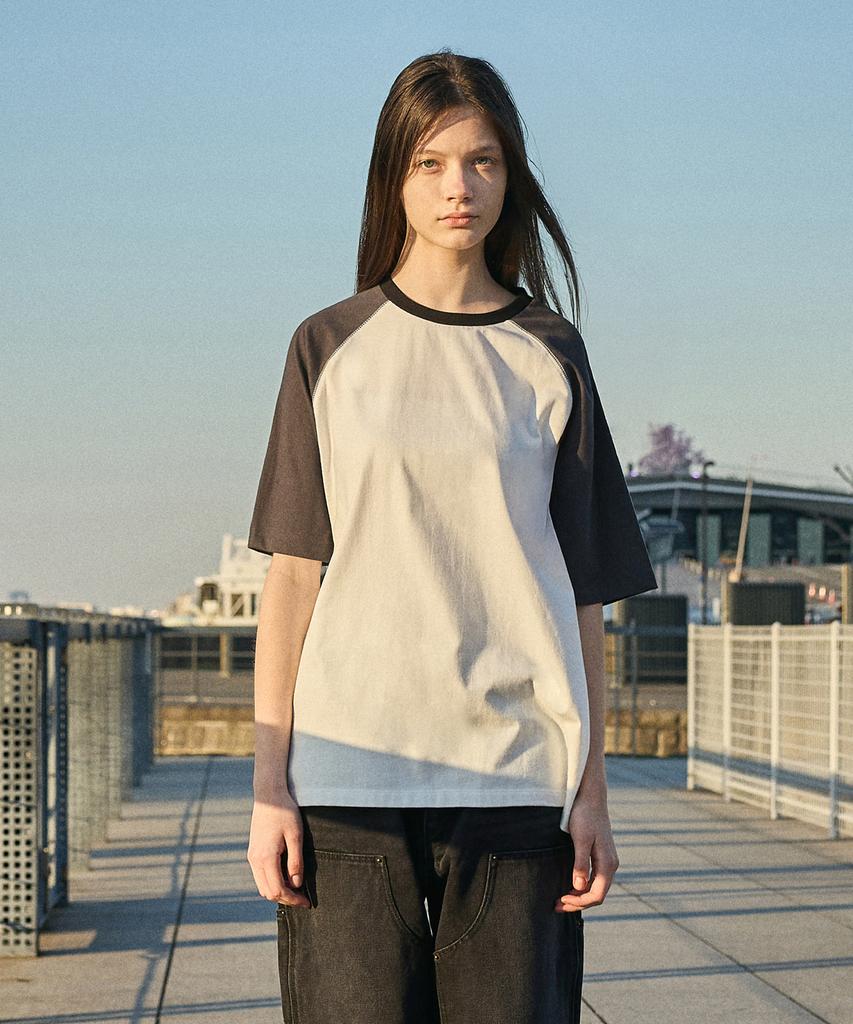 MINIMALPROJECT Under Log Raglan Short Sleeve T-Shirt Mst190 [White/Darkgray]
