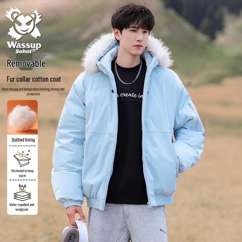 

Wassup Sohot Мужская зимняя утолщенная куртка с капюшоном XL