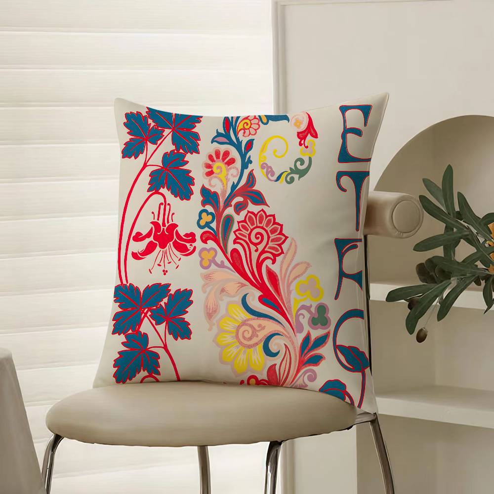 Cashew Nut Flower Pattern Natural Etro Pillow Case Comfort Sofa Bed Silky elegant Invisible zipper Decorative cushion cover