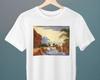 Mountain Scene and Waterwheel, Unisex T-Shirt, Art T-Shirt, Fine Art, Mountains, Gift for Her, Gift for Him, Art Lover Gift