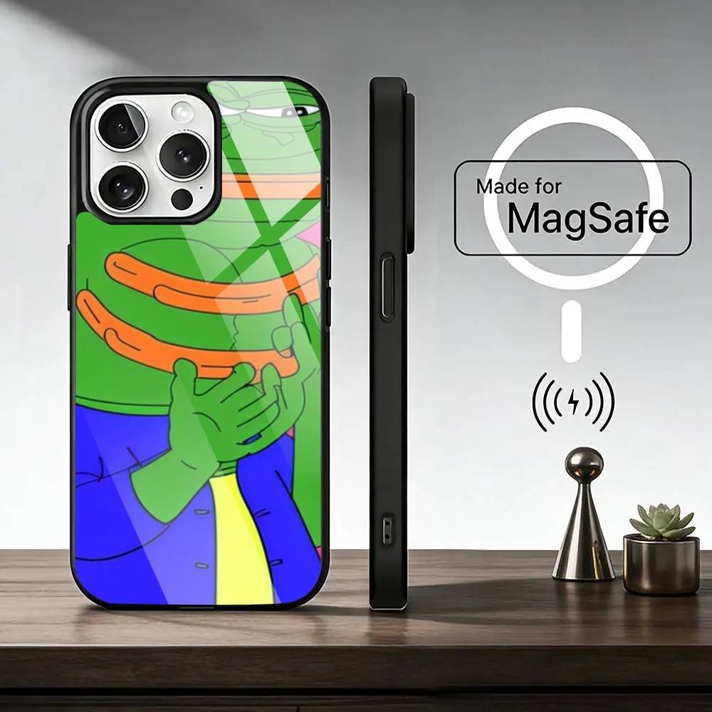 P-Pepe the Frog  Phone Case For iPhone17,16,15,14,13,12,11 Plus,Pro Magnetic with Magsafe Wireless Charging