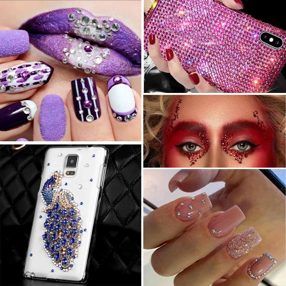 6000 Nail Stones Rhinestones BetterJonny 24 Colors Nail Stones Glass Nail Deco Parts Craft Parts DIY Nail Parts Decorate Your Nails (5mm)