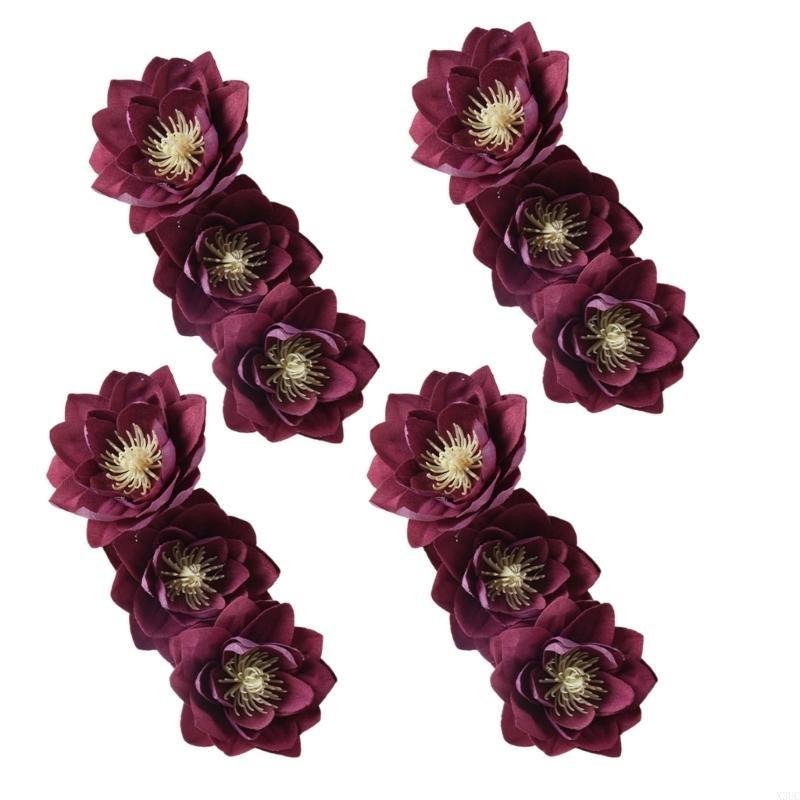 Curtain Holders with Flower Pattern Curtain Tiebacks, Easy Installation Curtain Tie Not Require Tools Set of 4 X3UC