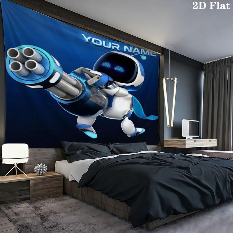 ASTRO BOT Custom Name Wall Tapestry Aesthetic Wall Hanging Printed Fabric Blanket Decorative Tapestries for Bedroom Living Room Home Decor