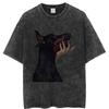 Tricouri gotice pentru bărbați Streetwear cu literă și câine imprimat Topuri punk de vară vintage spălate supradimensionate cu mânecă scurtă