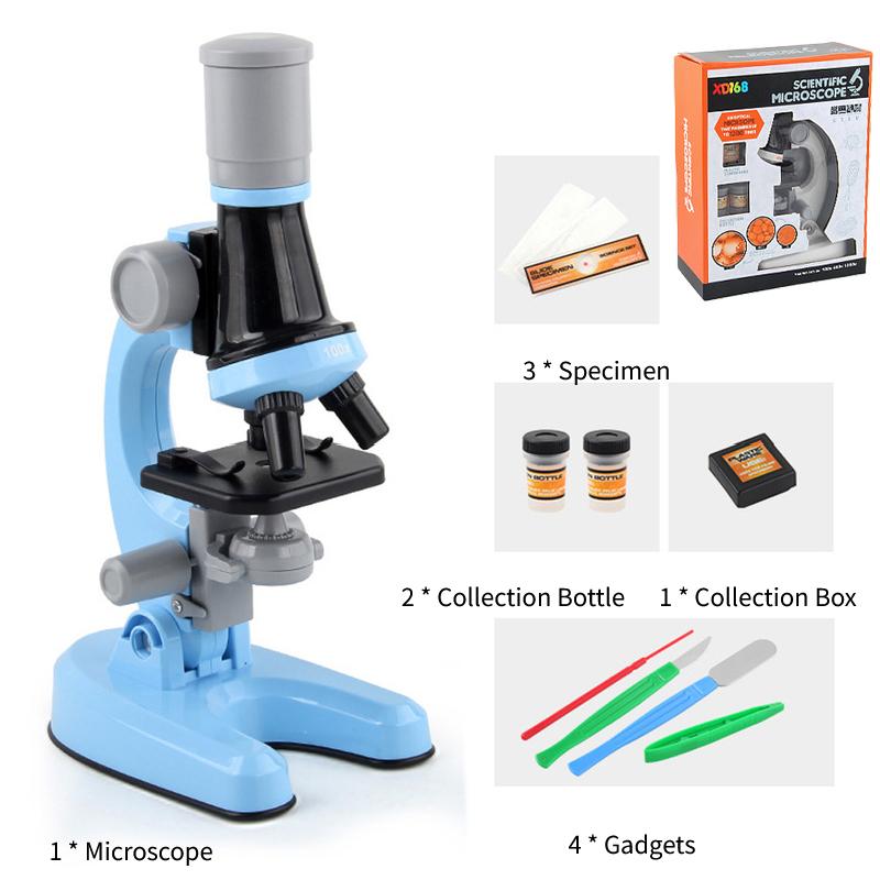 Non-Toxic 1200X Child Biologica Microscope Kit Science Experiment Pupil Gift Lab Led Home School Interest Educational Toy Gift For Kids