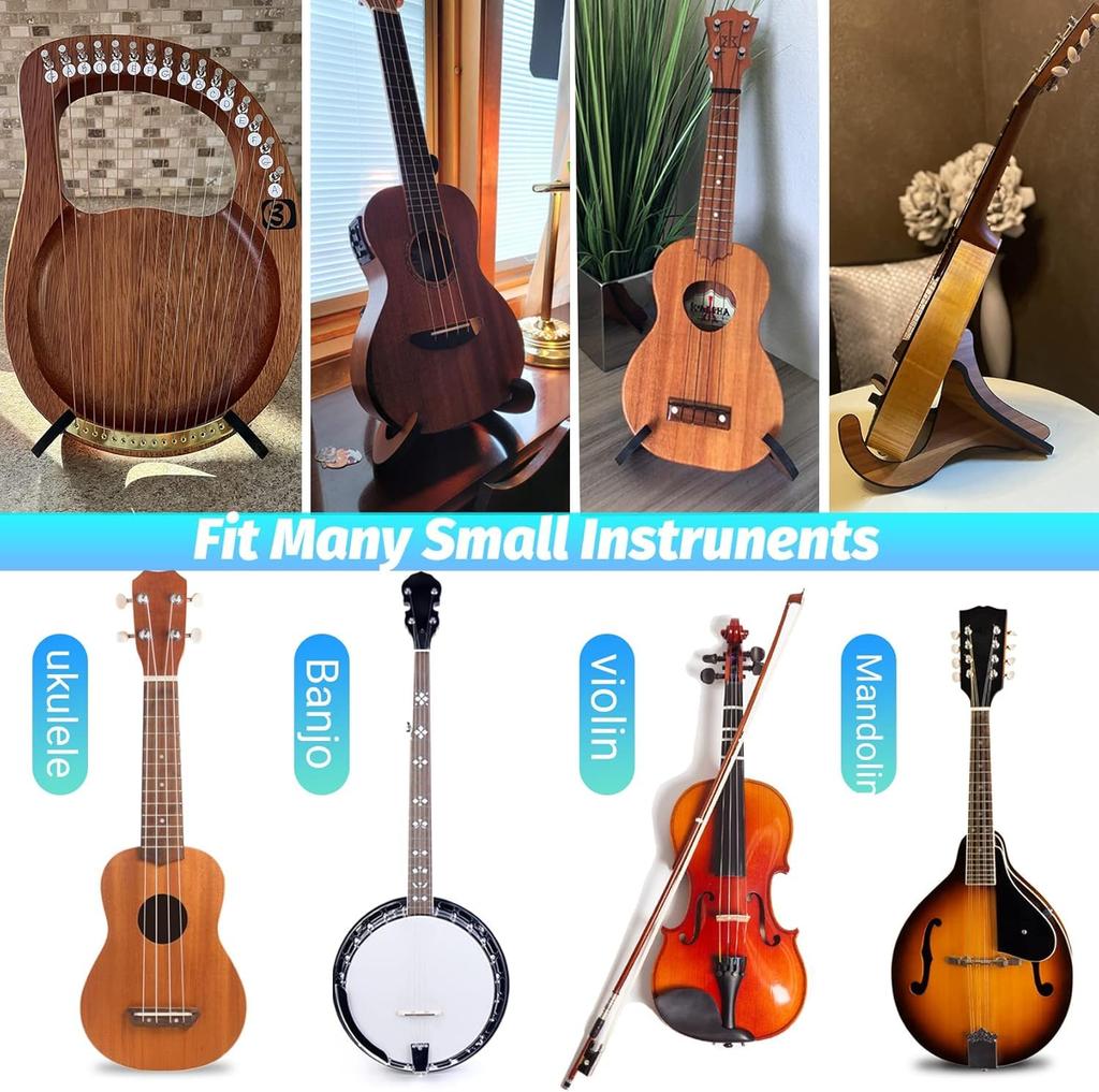 Guitar Stand Violin Stand Ukulele Stand Floor Portable Wooden Stand Universal Foldable X Frame with Rubber Cover Edges for Guitars Under 38 Inch Small