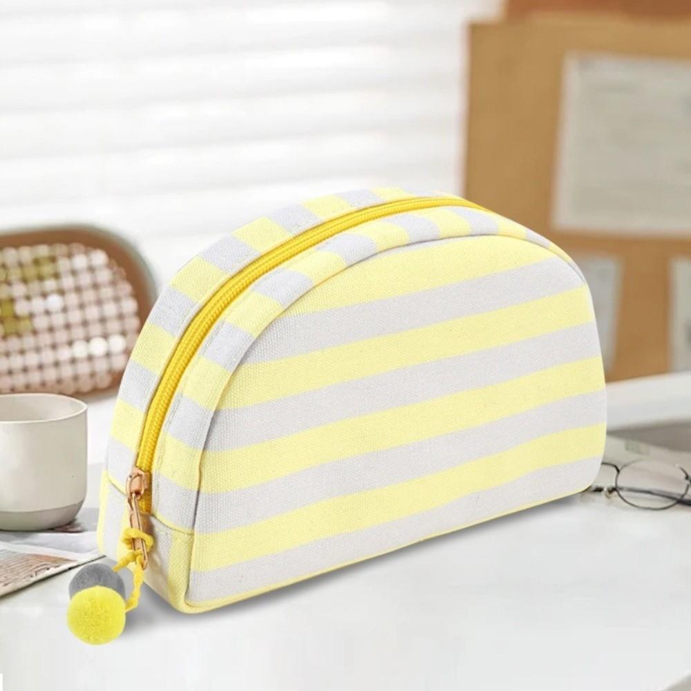 Cute Dopamine Striped Cosmetic Bag Shell-shaped Large Capacity Travel Toiletry Bag Portable Zipper Storage Pouch Bag