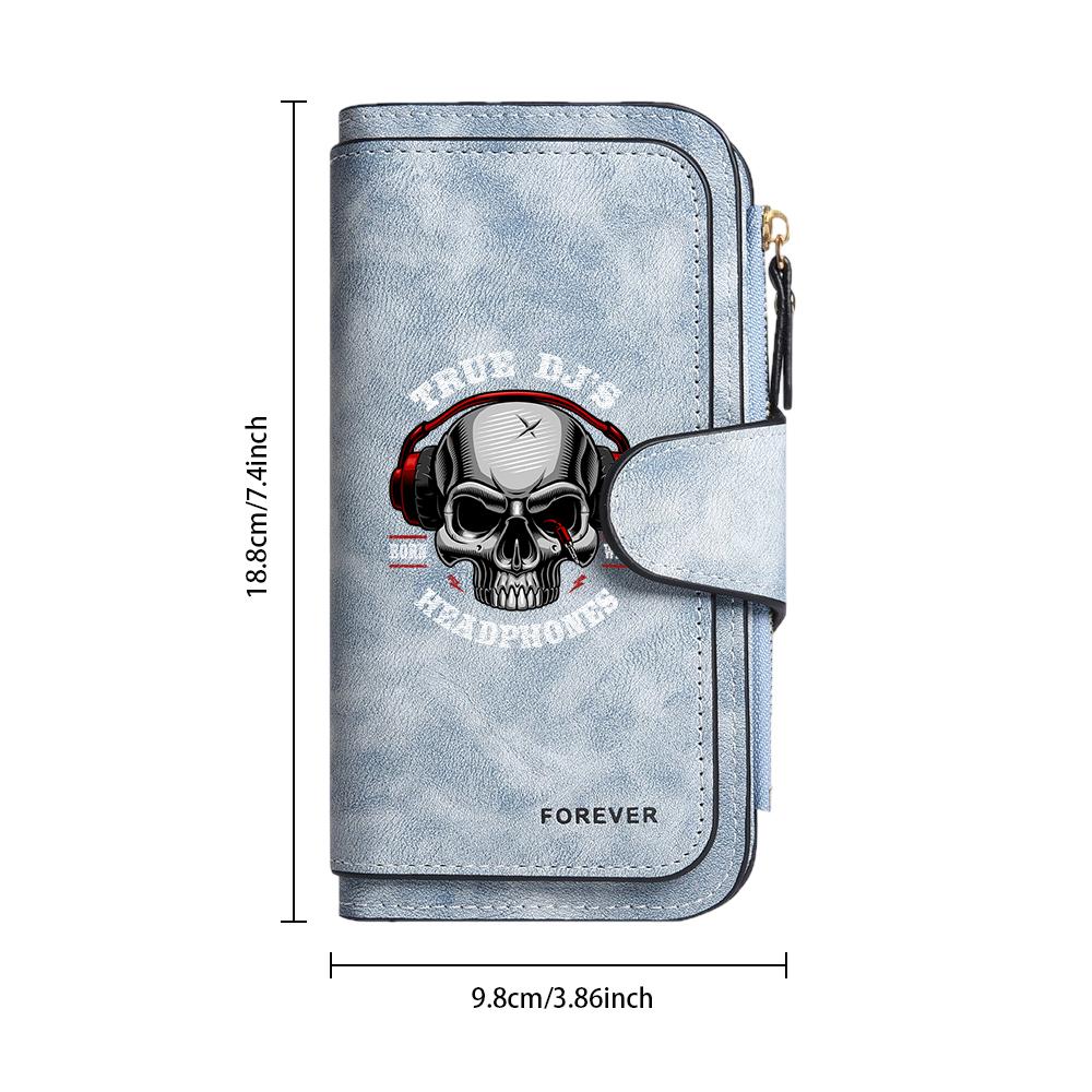 Trendy Skull Pattern Long Wallet Fashion Multi Slot Portable Purse For Daily Use