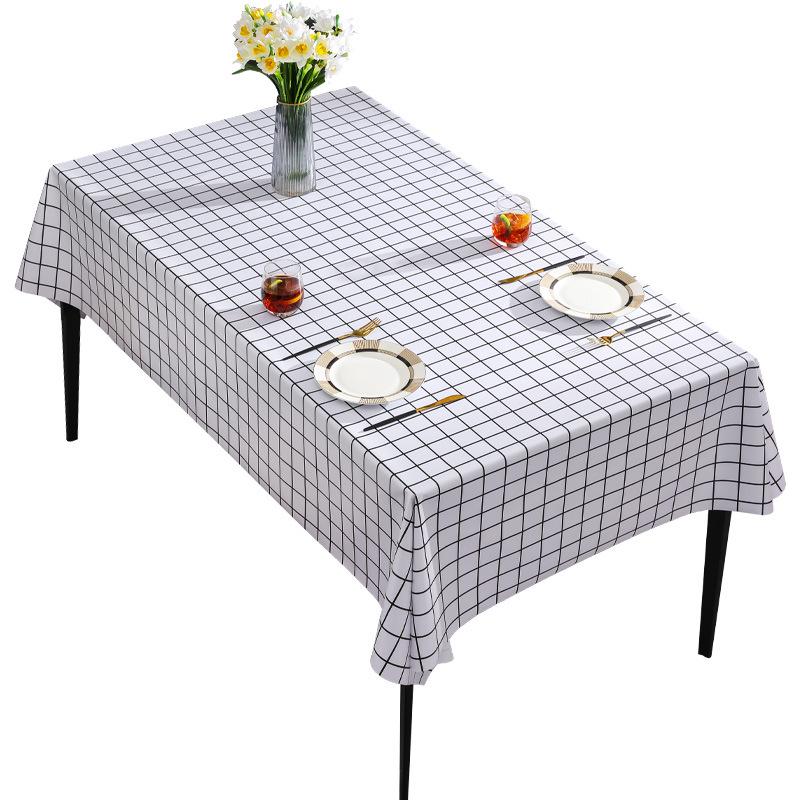 Grid PVC Tablecloth: Waterproof, Oil-Proof, Scald-Proof, No-Wash, Fresh Style Table Cover for Coffee Tables
