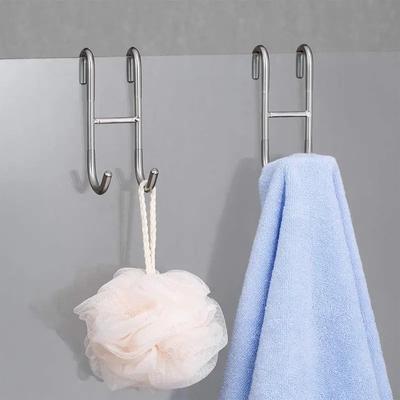 Shower Door Hook Metal Hanging Hook For Clothes Coat Towel Multifunctional Strong Bearing Hook Bathroom Shower Glass Door Hook