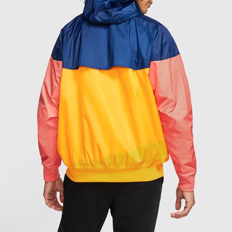 Nike Woven Hooded Jacket Men Outerwear Yellow Blue AR2192-739