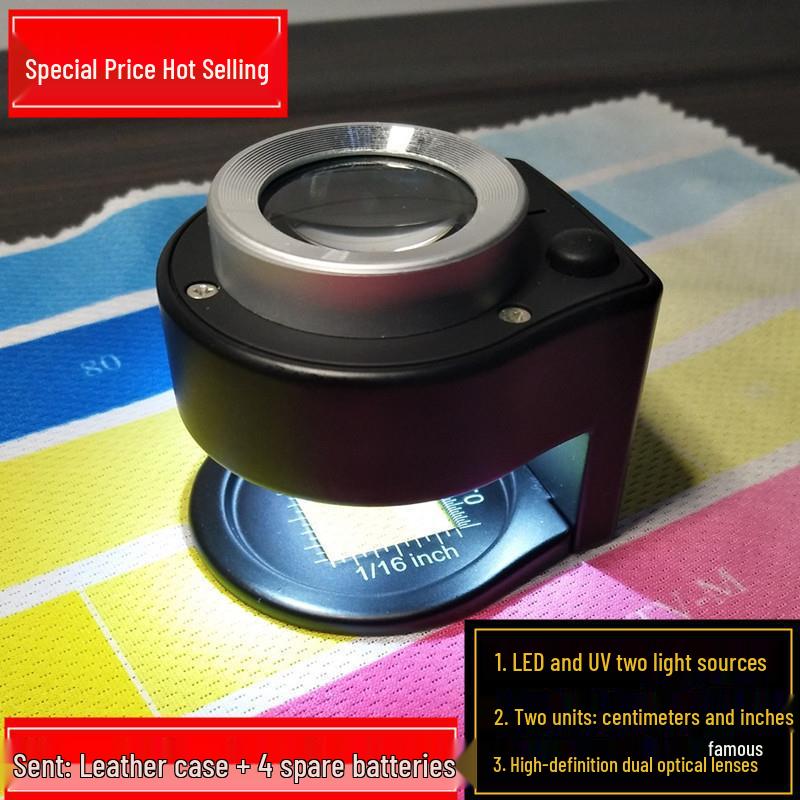 30x Textile Magnifier: High-Def Loupe with UV Light for Fabric Thread Count & Currency Check