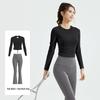 2025 Women's Breathable Running Set with Long Sleeve, Cutout Back, Drawstring, and Chest Pads