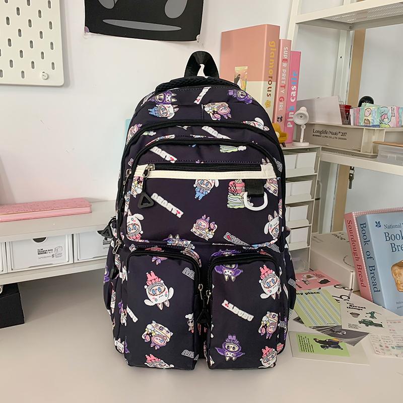 Cartoon Women's Backpack Large Capacity Graffiti Print Student Schoolbag