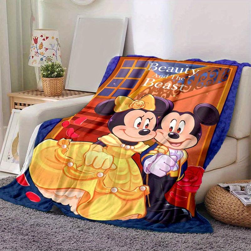 1pc, Home Decorative Beauty and the Beast Mickey Minnie Flannel Throw Blanket Perfect Gift for Bedroom, Living Room, Travel, Camping, Car