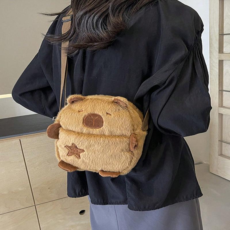 Cute children's dolphin plush crossbody bag, imitating a lightweight daily commuting shoulder bag, with adjustable shoulder straps and zipper closure