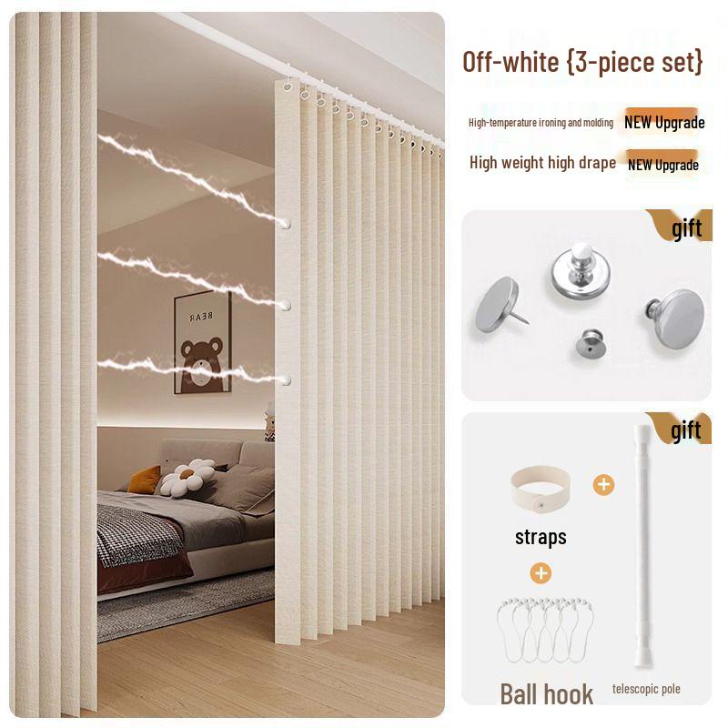 Room Divider No-Drill Folding Door Curtain for Bedroom and Living Room Privacy.