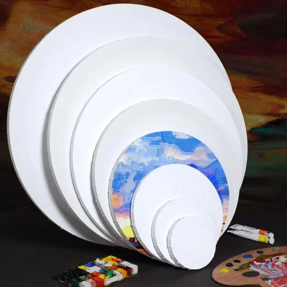 1Pcs Blank Drawing Panels Stretched Canvas Frame Painting Boards Durable Round Painting Canvas