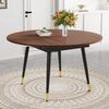 Modern Extendable Dining Table, Transforms from Round To Oval, MDF Top In Black/Walnut with Gold Accents, Space-Saving for Kitchen & Dining Room