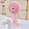 Cute Cartoon Mini Handheld Fan & Phone Holder - USB Rechargeable Portable Fan for Students