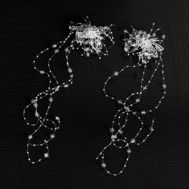 

Корейская хрустальная заколка для волос с кисточкой и бусинами для свадеб и фотосессий белый