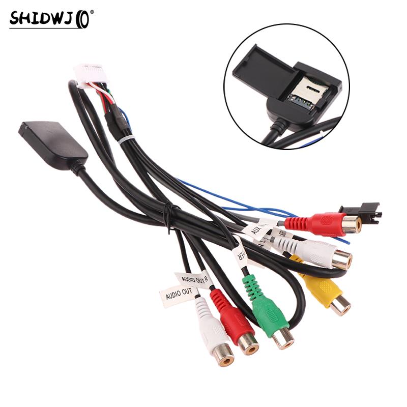 1pcs Car Stereo Radio Cable 20 Pin Plug RCA Output AUX Wire Harness Wiring Connector With Fan Header For Android Navigation