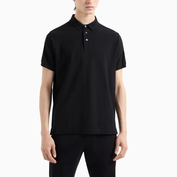 Emporio Armani Solid Color Embroidered Logo Strap Short Sleeve Polo Shirt Men tops Black 6D1F81-1JCYZ-0999