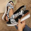 Summer new ethnic slope heel fish mouth sandals women's bohemian plus size sandals