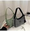Luxury Diamond Nylon Shoulder Tote Bags For Womensmall Solid Color Women'S Designer Zipper Handbag Female Trend Armpit Bag
