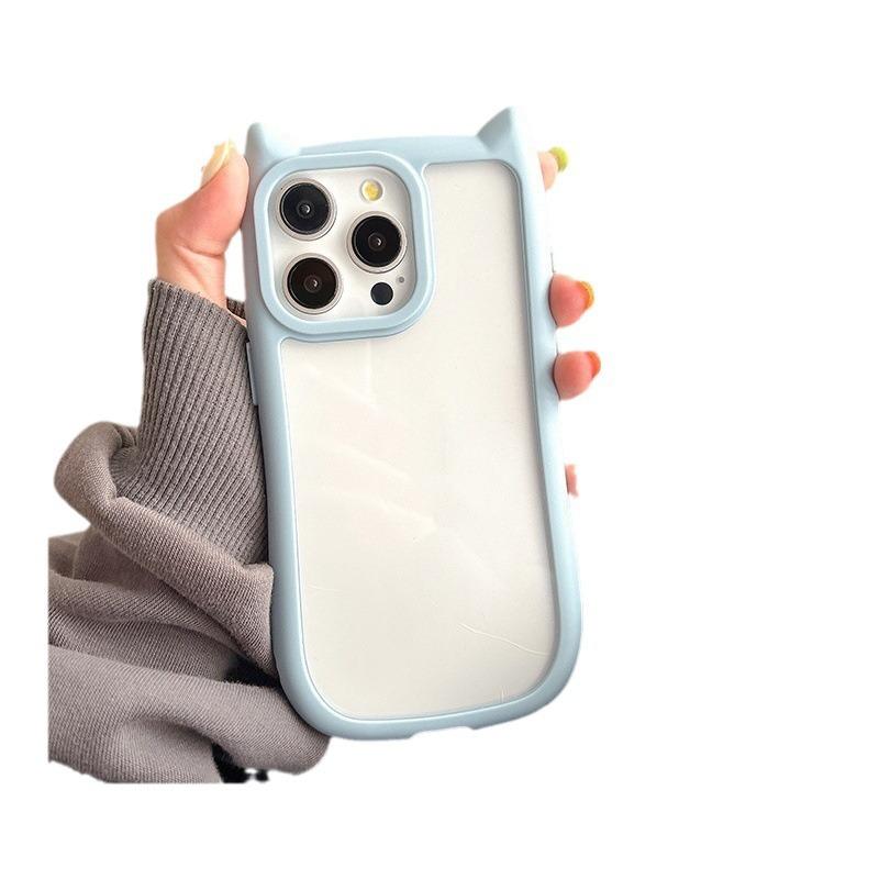 Applicable To IPhone15 Transparent Mobile Phone Case Three Dimensional Cat Ears Apple 16PM Protective Case New 1413 High End Feeling