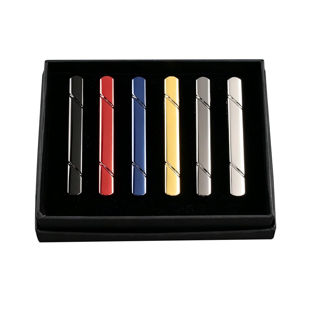 Men's Striped Electrophoretic Copper Tie Clip for Business Attire