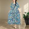 DIMANAF Women New 2026 Sundress Plus Size Summer Casual Print Long Dress Cotton Loose Oversize Maxi Floral Beach Holiday