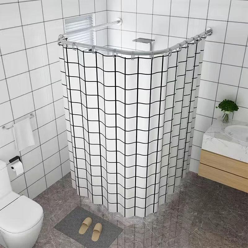 

Punch-Free U-Shaped Shower Curtain and Rod Set