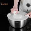 Stainless Steel Salad Spinner with Drain Basket Anti-Slip Base Stop Button Large 5.3 Quart Vegetables Dryer