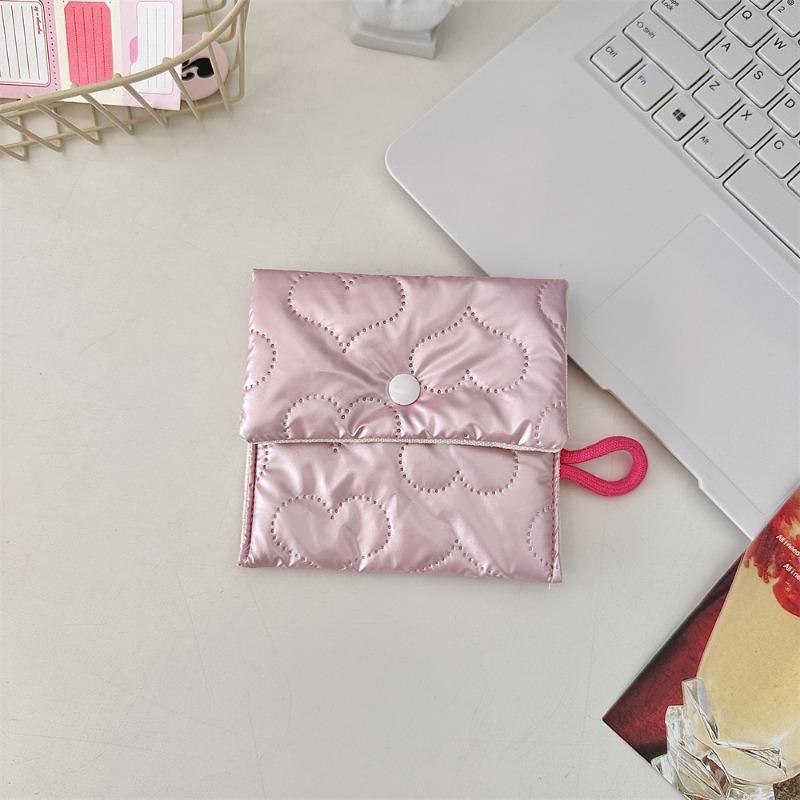 

4731 Blogger Rhombus Silver Love Cute Clutch Bag Makeup Change Bag Carry-on Storage Sanitary Bag