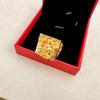 The Same Men'S Ring From The Gold Shop With An Open Mouth,   9999 24K Real Goldfeaturing A Golden Crown And Dragon Relief, Is A