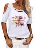 Dámské módní tričko s krátkým rukávem Ležérní s kulatým výstřihem Letní tričko s potiskem Odhalující ramena Top