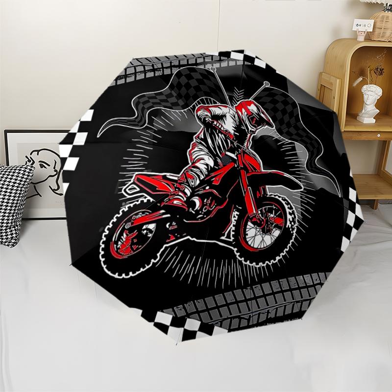 off road motorcycles Theme Automatic Umbrella, Lightweight & Portable, 8 Rib, Perfect for Outdoor Travel, Birthdays, Christmas, Gifts.