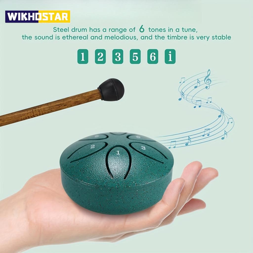 3 Inch Steel Tongue Drum - 6 Tone Handheld Instrument for Meditation & Yoga, Perfect Musical Gift for Beginners
