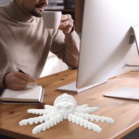 Simulated Skeleton Octopus Figurine Movable Joints Octopus Figure Articulated Sea Animal Model Fidget Toy Desktop Decoration Ornament