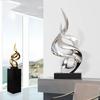 Creative Plating Resin Twisted Shape Sculpture Black Marble Base, Figurines Craft, Abstract Ornament In Hotel, Home Decor Acces