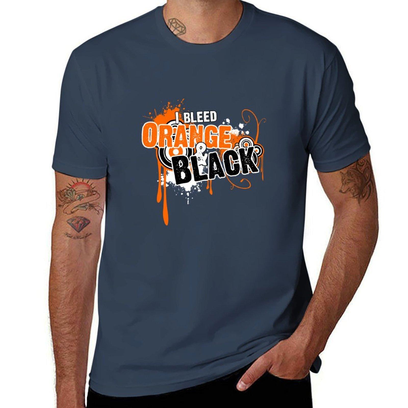 I Bleed Orange And Black Tshirt Modern Print Casual Tshirt S